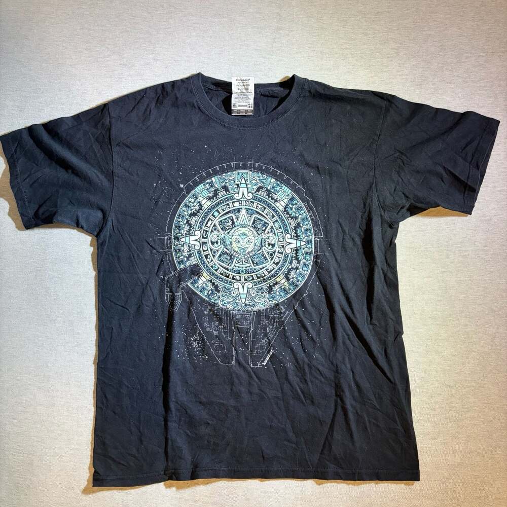 Karani Art Star Wars Aztec Millennium Falcon & Yoda Graphic T-Shirt